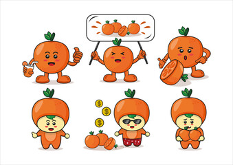 Orange Cartoon Design. illustration of fruit vector characters