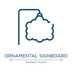 Ornamental signboard icon. Linear vector illustration from signals collection. Outline ornamental signboard icon vector. Thin line symbol for use on web and mobile apps, logo, print media.