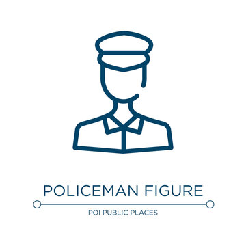 Policeman figure icon. Linear vector illustration from poi public places collection. Outline policeman figure icon vector. Thin line symbol for use on web and mobile apps, logo, print media.