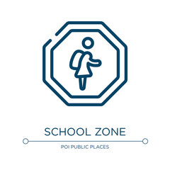 School zone icon. Linear vector illustration from indications collection. Outline school zone icon vector. Thin line symbol for use on web and mobile apps, logo, print media.