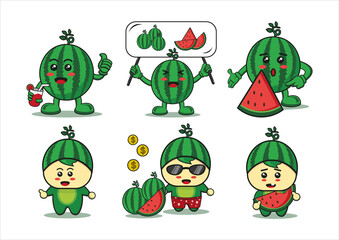 Watermelon Cartoon Design. illustration of fruit vector characters