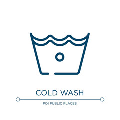 Cold wash icon. Linear vector illustration from laundry instructions collection. Outline cold wash icon vector. Thin line symbol for use on web and mobile apps, logo, print media.