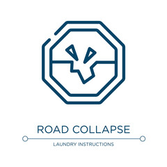 Road collapse icon. Linear vector illustration from universal warning signals collection. Outline road collapse icon vector. Thin line symbol for use on web and mobile apps, logo, print media.