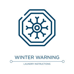 Winter warning icon. Linear vector illustration from universal warning signals collection. Outline winter warning icon vector. Thin line symbol for use on web and mobile apps, logo, print media.
