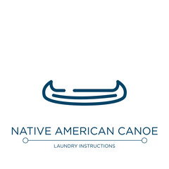 Fototapeta premium Native american canoe icon. Linear vector illustration from american indigenous signals collection. Outline native american canoe icon vector. Thin line symbol for use on web and mobile apps, logo,