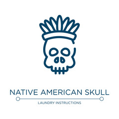 Native american skull icon. Linear vector illustration from american indigenous signals collection. Outline native american skull icon vector. Thin line symbol for use on web and mobile apps, logo,