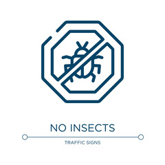 No insects icon. Linear vector illustration from signal and prohibitions collection. Outline no insects icon vector. Thin line symbol for use on web and mobile apps, logo, print media.