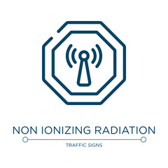 Non ionizing radiation icon. Linear vector illustration from health and safety collection. Outline non ionizing radiation icon vector. Thin line symbol for use on web and mobile apps, logo, print