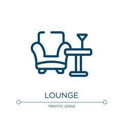 Lounge icon. Linear vector illustration from hotel collection. Outline lounge icon vector. Thin line symbol for use on web and mobile apps, logo, print media.