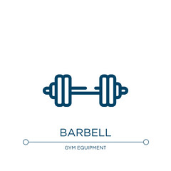 Barbell icon. Linear vector illustration from gym equipment collection. Outline barbell icon vector. Thin line symbol for use on web and mobile apps, logo, print media.