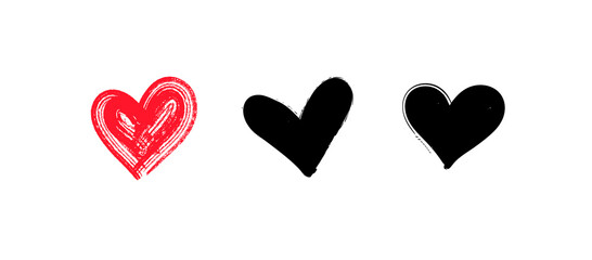 Obraz premium Heart doodles set. Hand drawn hearts collection. Love illustrations.
