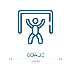 Goalie icon. Linear vector illustration from soccer collection. Outline goalie icon vector. Thin line symbol for use on web and mobile apps, logo, print media.