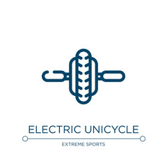 Electric unicycle icon. Linear vector illustration from gym collection. Outline electric unicycle icon vector. Thin line symbol for use on web and mobile apps, logo, print media.