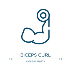 Biceps curl icon. Linear vector illustration from gym collection. Outline biceps curl icon vector. Thin line symbol for use on web and mobile apps, logo, print media.