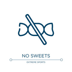 No sweets icon. Linear vector illustration from gym collection. Outline no sweets icon vector. Thin line symbol for use on web and mobile apps, logo, print media.