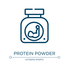 Protein powder icon. Linear vector illustration from active lifestyle collection. Outline protein powder icon vector. Thin line symbol for use on web and mobile apps, logo, print media.