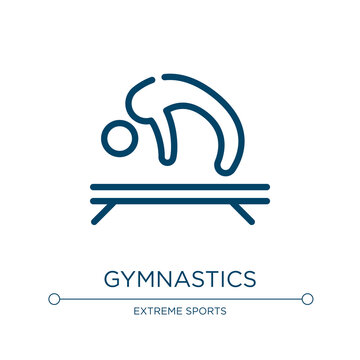 Gymnastics icon. Linear vector illustration from gym collection. Outline gymnastics icon vector. Thin line symbol for use on web and mobile apps, logo, print media.