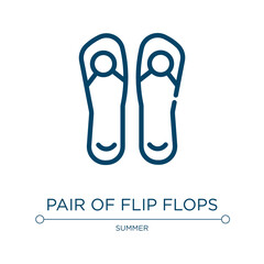 Pair of flip flops icon. Linear vector illustration from summer collection. Outline pair of flip flops icon vector. Thin line symbol for use on web and mobile apps, logo, print media.