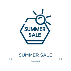 Summer sale icon. Linear vector illustration from summer collection. Outline summer sale icon vector. Thin line symbol for use on web and mobile apps, logo, print media.