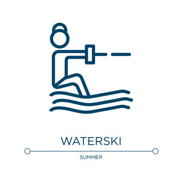 Waterski icon. Linear vector illustration from summer collection. Outline waterski icon vector. Thin line symbol for use on web and mobile apps, logo, print media.