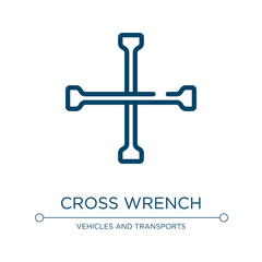 Cross wrench icon. Linear vector illustration from car repair collection. Outline cross wrench icon vector. Thin line symbol for use on web and mobile apps, logo, print media.