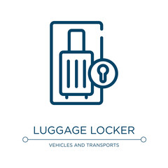 Luggage locker icon. Linear vector illustration from airport collection. Outline luggage locker icon vector. Thin line symbol for use on web and mobile apps, logo, print media.