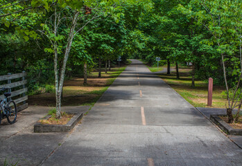 Paved walking trail Silver Comet Trail in Dalllas Georgia 