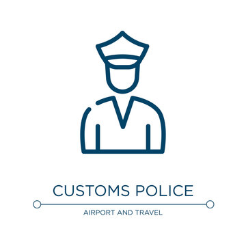 Customs police icon. Linear vector illustration from in the frontier collection. Outline customs police icon vector. Thin line symbol for use on web and mobile apps, logo, print media.
