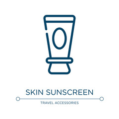 Skin sunscreen icon. Linear vector illustration from holidays collection. Outline skin sunscreen icon vector. Thin line symbol for use on web and mobile apps, logo, print media.