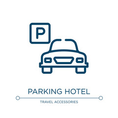 Parking hotel icon. Linear vector illustration from holidays collection. Outline parking hotel icon vector. Thin line symbol for use on web and mobile apps, logo, print media.