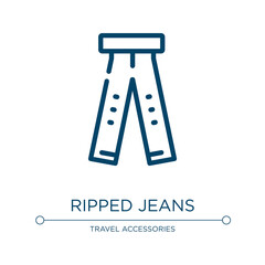 Ripped jeans icon. Linear vector illustration from holidays collection. Outline ripped jeans icon vector. Thin line symbol for use on web and mobile apps, logo, print media.