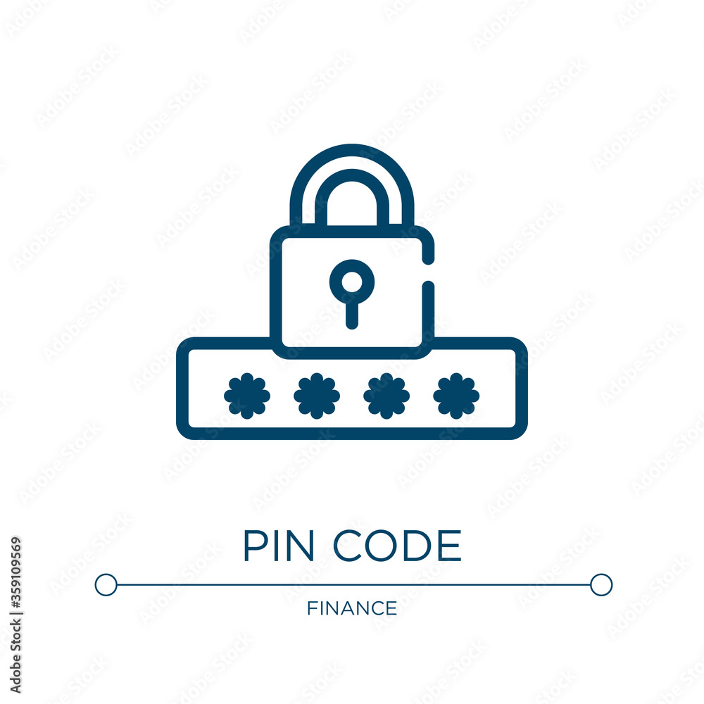 Poster pin code icon. linear vector illustration from finance collection. outline pin code icon vector. thi
