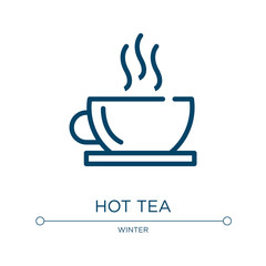 Hot tea icon. Linear vector illustration from winter collection. Outline hot tea icon vector. Thin line symbol for use on web and mobile apps, logo, print media.