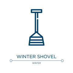 Winter shovel icon. Linear vector illustration from winter collection. Outline winter shovel icon vector. Thin line symbol for use on web and mobile apps, logo, print media.