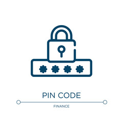 Pin code icon. Linear vector illustration from finance collection. Outline pin code icon vector. Thin line symbol for use on web and mobile apps, logo, print media.