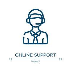 Online support icon. Linear vector illustration from business collection. Outline online support icon vector. Thin line symbol for use on web and mobile apps, logo, print media.
