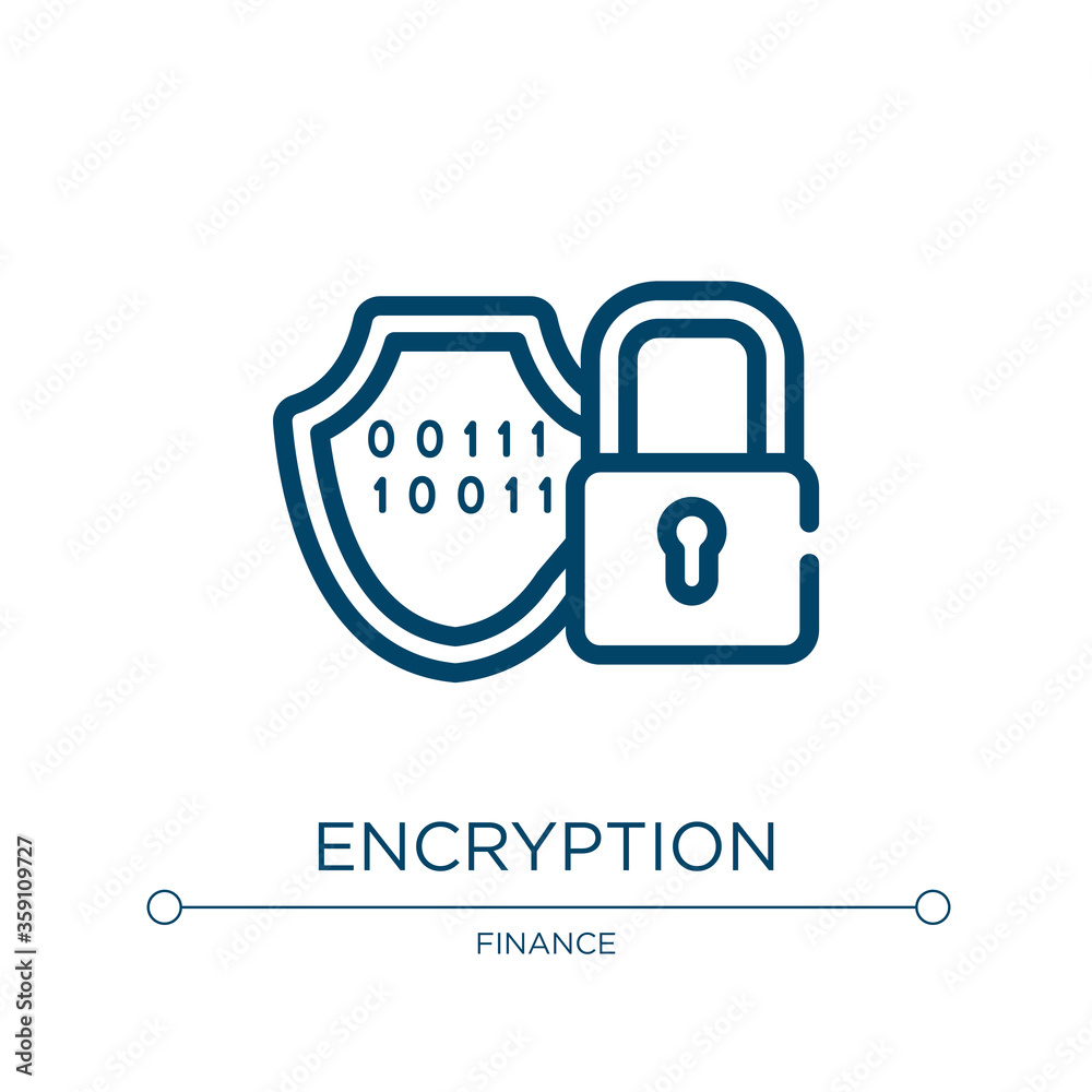 Poster encryption icon. linear vector illustration from cryptocurrency collection. outline encryption icon 