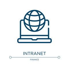 Intranet icon. Linear vector illustration from office collection. Outline intranet icon vector. Thin line symbol for use on web and mobile apps, logo, print media. - obrazy, fototapety, plakaty