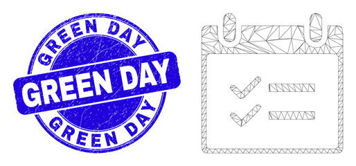 Fototapeta premium Web carcass calendar page tasks pictogram and Green Day seal stamp. Blue vector rounded textured seal stamp with Green Day message.