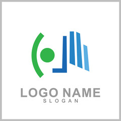 Fototapeta premium Hand with people logo, kids care icon, family vector illustration symbol