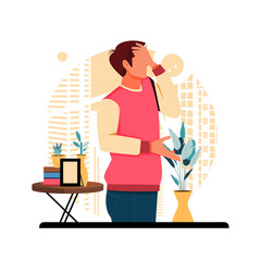 a portrait of a stressed man, flat design concept. vector illustration