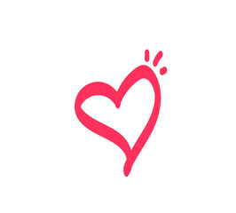 Hand drawn heart, love symbol, calligraphic illustration set