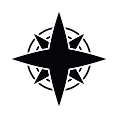 compass wind rose silhouette style icon vector design