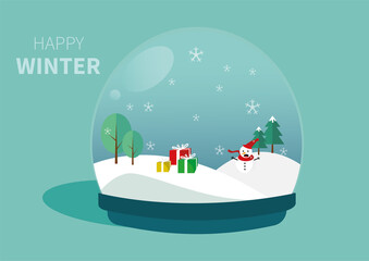 Fototapeta na wymiar winter illustration design. Winter atmosphere in several places.