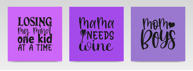 Naklejka premium Mother's day quotes letter typography set illustration.