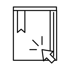 online education, clicking book learn, website and mobile training courses line style icon