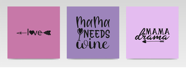 Mother's day quotes letter typography set illustration.