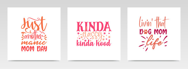 Mother's day quotes letter typography set illustration.