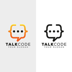 Talk code or chat code logo line logo with black version