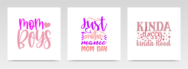 Mother's day quotes letter typography set illustration.